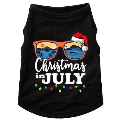Christmas In July Santa Hat Sunglasses Summer Vacation Beach Tank Top Doggie Tank