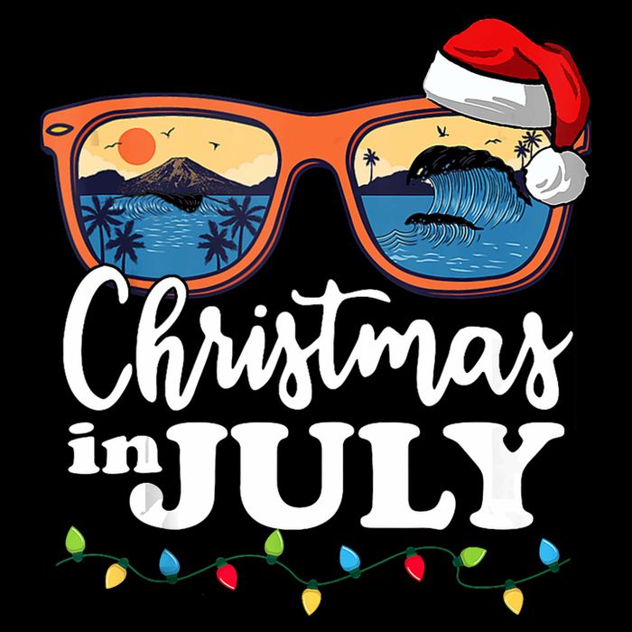 Christmas In July Santa Hat Sunglasses Summer Vacation Beach Tank Top Cooling Performance Crew T-Shirt