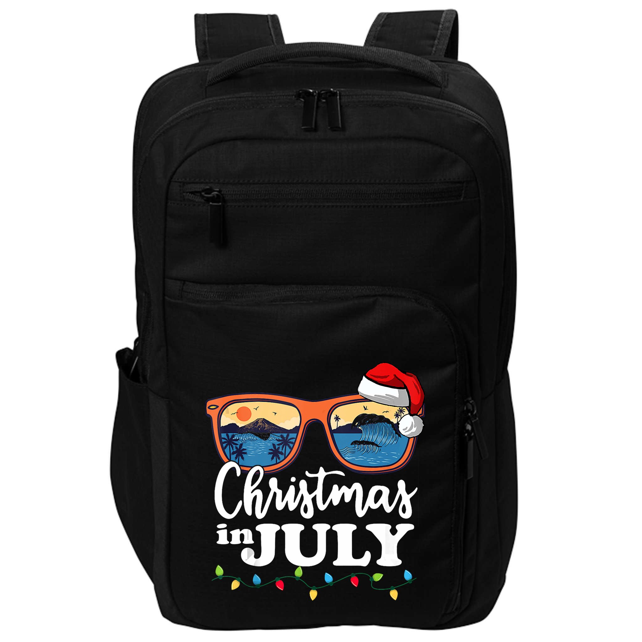 Christmas In July Santa Hat Sunglasses Summer Vacation Beach Tank Top Impact Tech Backpack