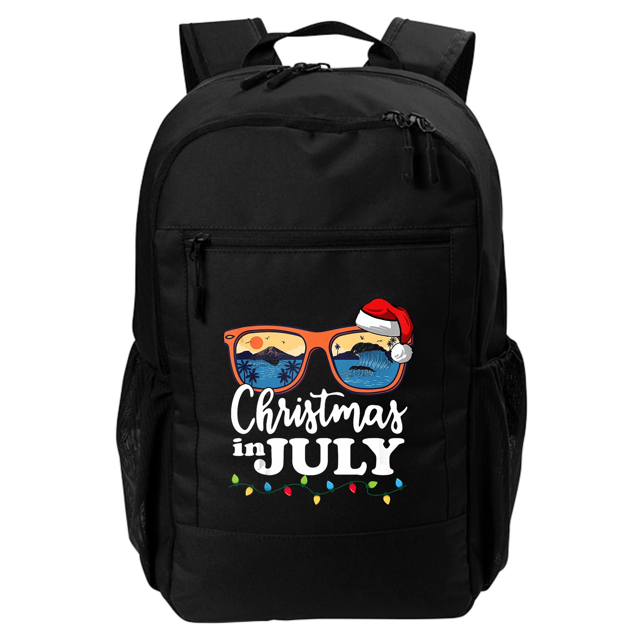 Christmas In July Santa Hat Sunglasses Summer Vacation Beach Tank Top Backpack