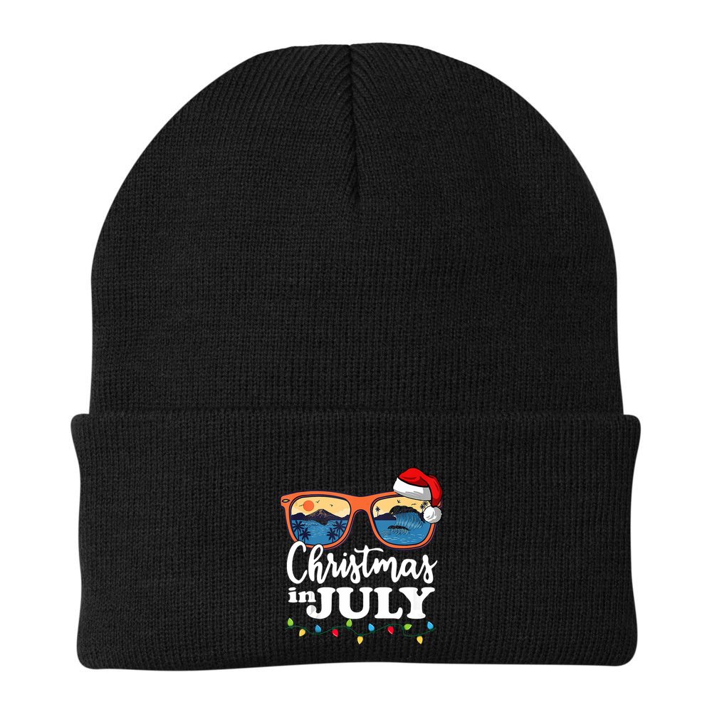Christmas In July Santa Hat Sunglasses Summer Vacation Beach Tank Top Beanie