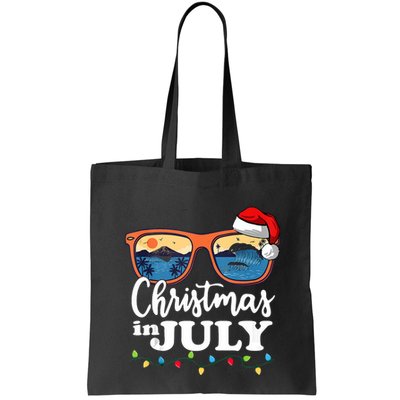 Christmas In July Santa Hat Sunglasses Summer Vacation Beach Tank Top Bag