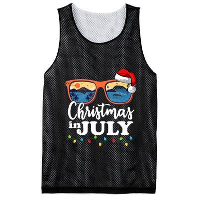 Christmas In July Santa Hat Sunglasses Summer Vacation Beach Tank Top Mesh Reversible Basketball Jersey Tank