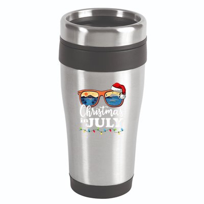 Christmas In July Santa Hat Sunglasses Summer Vacation Beach Tank Top 16oz Travel Tumbler