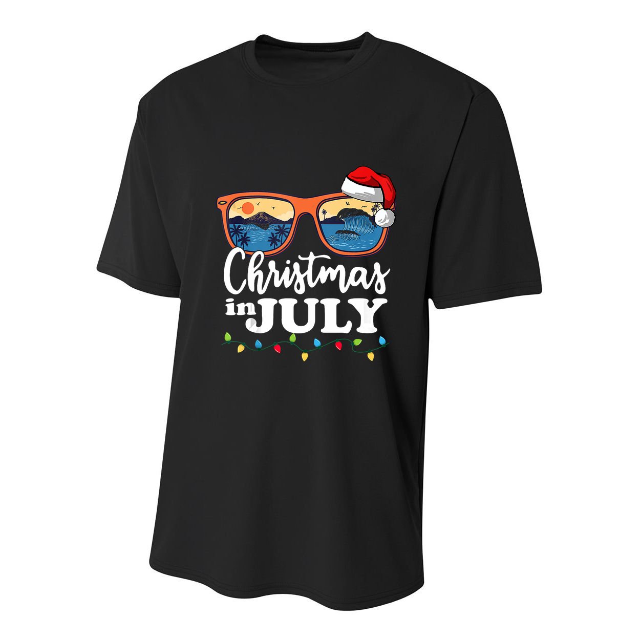 Christmas In July Santa Hat Sunglasses Summer Vacation Beach Tank Top Youth Performance Sprint T-Shirt