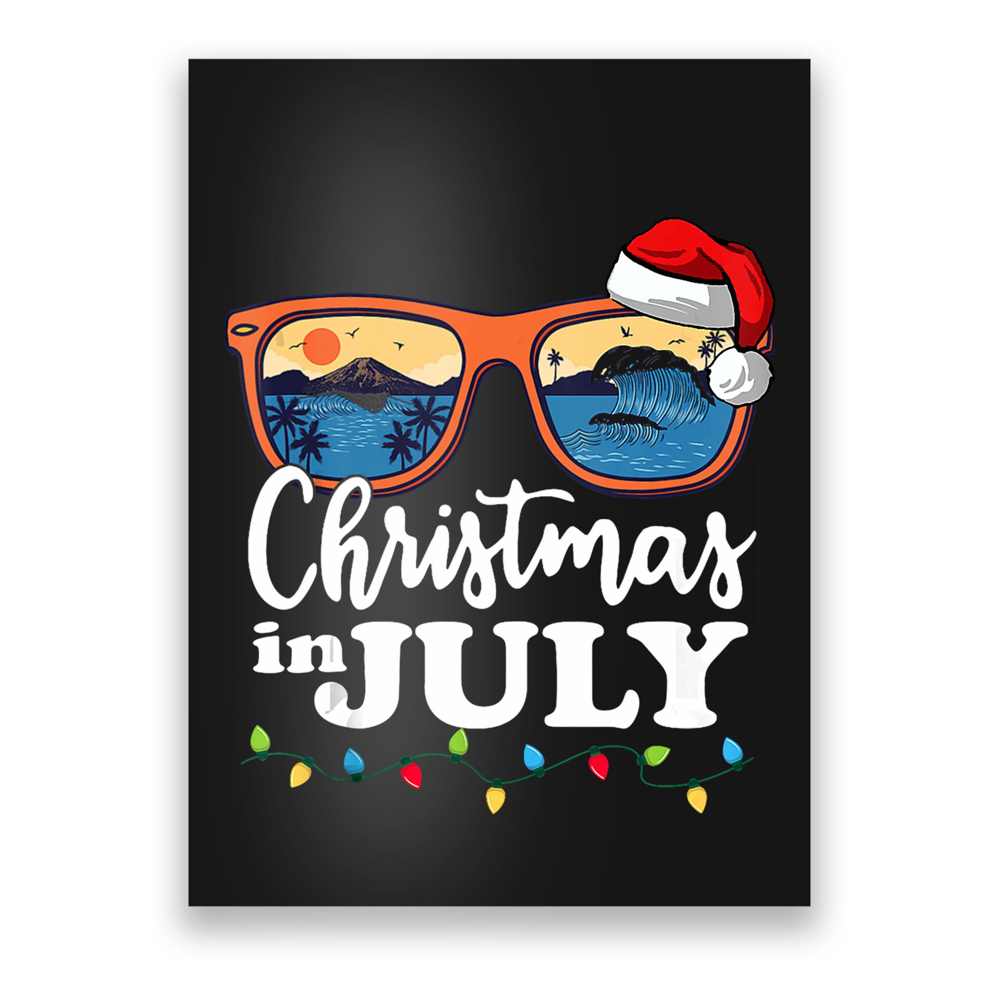 Christmas In July Santa Hat Sunglasses Summer Vacation Beach Tank Top Poster