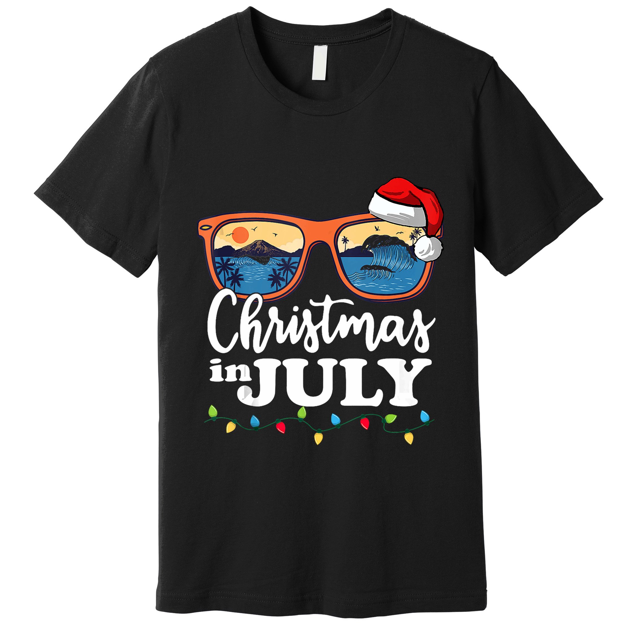 Christmas In July Santa Hat Sunglasses Summer Vacation Beach Tank Top Premium T-Shirt