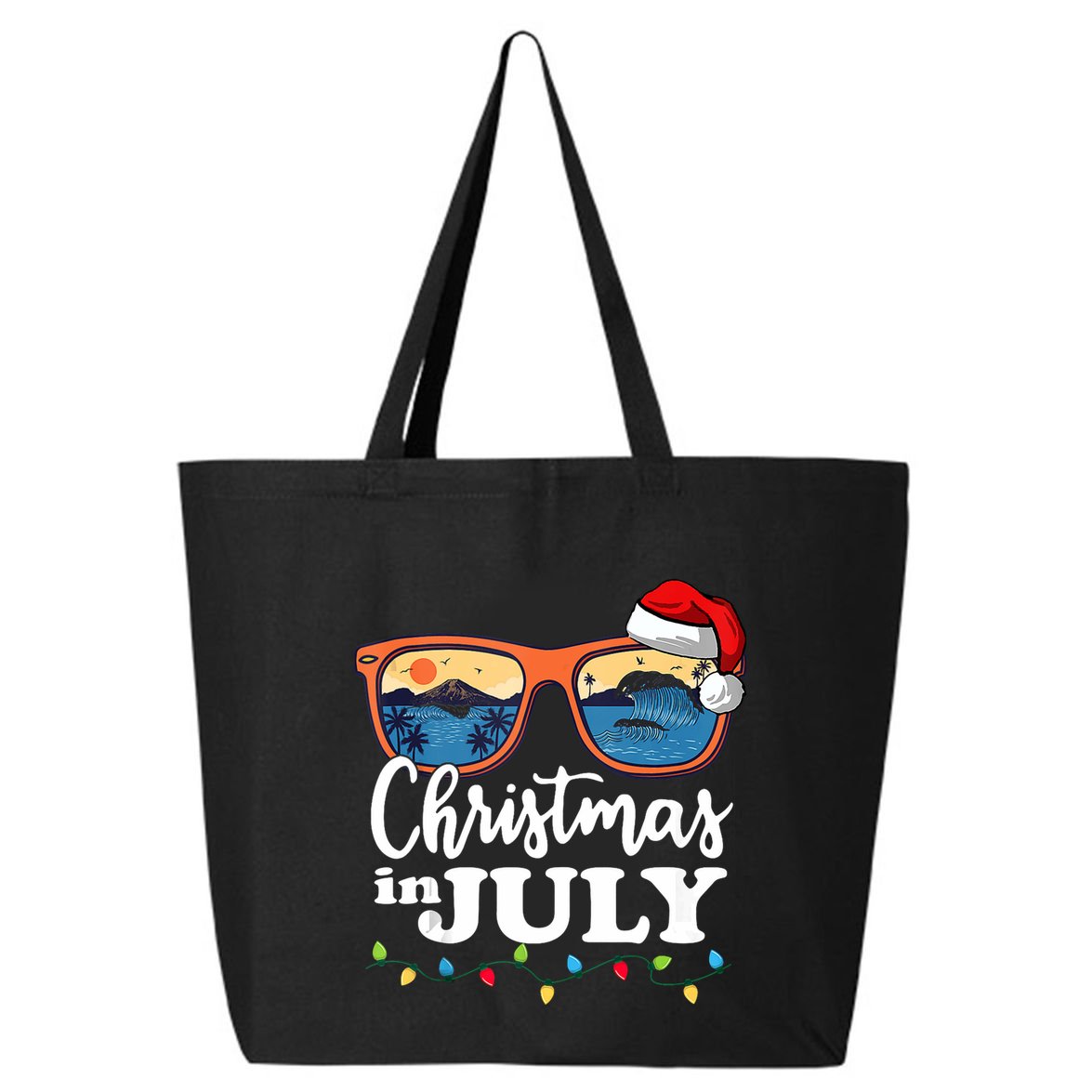 Christmas In July Santa Hat Sunglasses Summer Vacation Beach Tank Top 25L Jumbo Tote