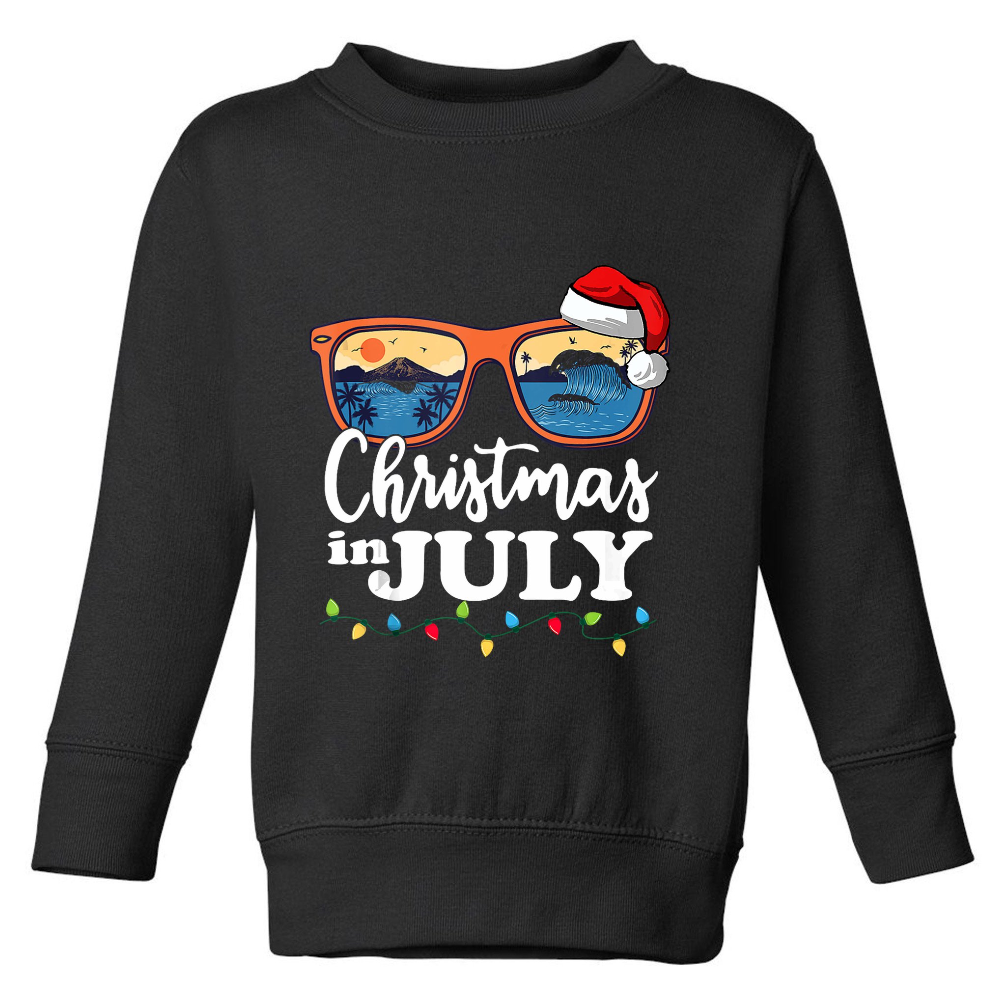 Christmas In July Santa Hat Sunglasses Summer Vacation Beach Tank Top Toddler Sweatshirt