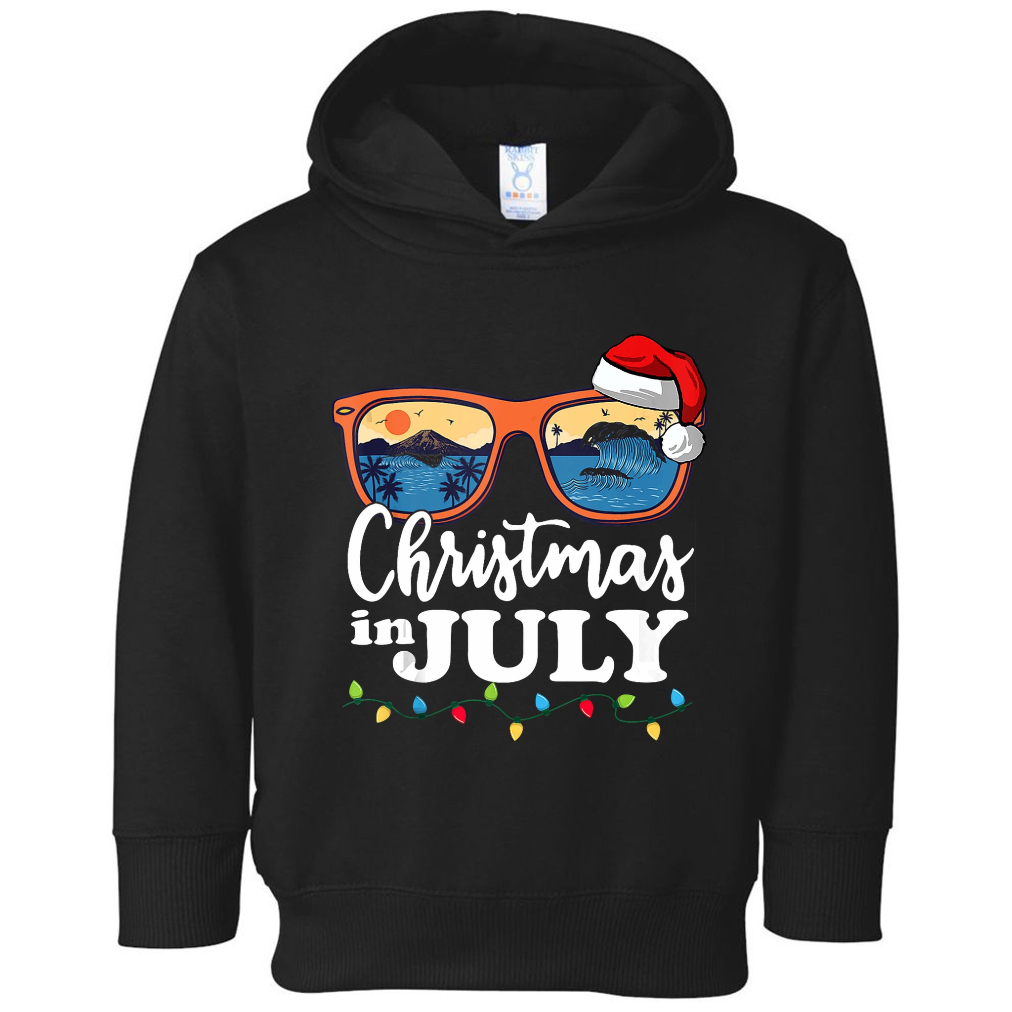 Christmas In July Santa Hat Sunglasses Summer Vacation Beach Tank Top Toddler Hoodie