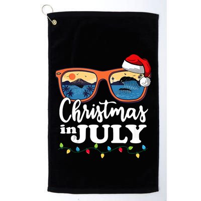 Christmas In July Santa Hat Sunglasses Summer Vacation Beach Tank Top Golf Towel