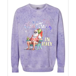 Christmas In July Santa Beach Summer Float Xmas Funny Colorblast Crewneck Sweatshirt