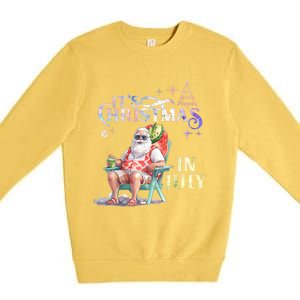 Christmas In July Santa Beach Summer Float Xmas Funny Premium Crewneck Sweatshirt