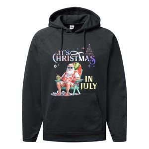 Christmas In July Santa Beach Summer Float Xmas Funny Performance Fleece Hoodie