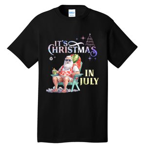 Christmas In July Santa Beach Summer Float Xmas Funny Tall T-Shirt