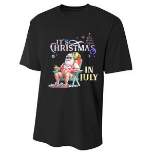 Christmas In July Santa Beach Summer Float Xmas Funny Performance Sprint T-Shirt