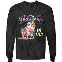 Christmas In July Santa Beach Summer Float Xmas Funny Tie-Dye Long Sleeve Shirt