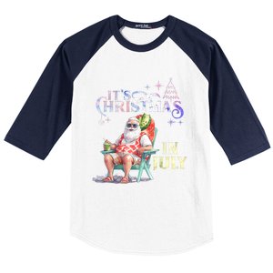 Christmas In July Santa Beach Summer Float Xmas Funny Baseball Sleeve Shirt