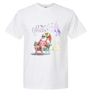 Christmas In July Santa Beach Summer Float Xmas Funny Garment-Dyed Heavyweight T-Shirt