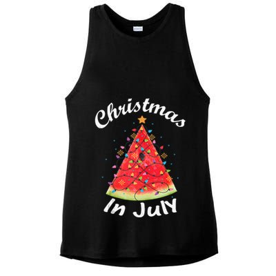Christmas In July Melon Xmas Tree Summer Tank Top Ladies PosiCharge Tri-Blend Wicking Tank