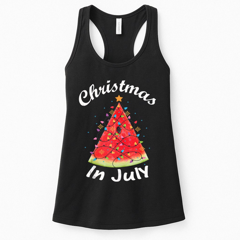 Christmas In July Melon Xmas Tree Summer Tank Top Womens Tank Top