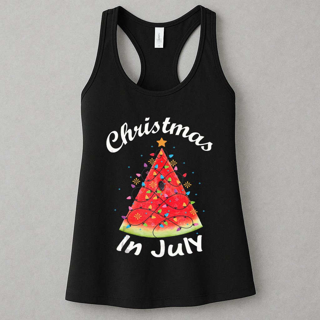 Christmas In July Melon Xmas Tree Summer Tank Top Womens Tank Top
