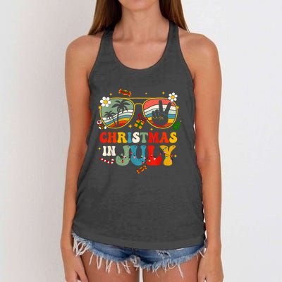 Christmas In July Sunglasses Xmas Tree Summer Women's Knotted Racerback Tank