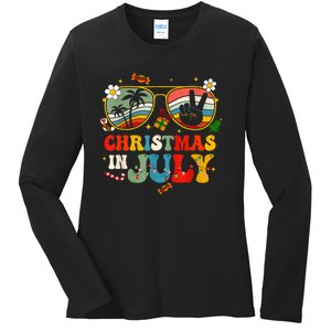 Christmas In July Sunglasses Xmas Tree Summer Ladies Long Sleeve Shirt