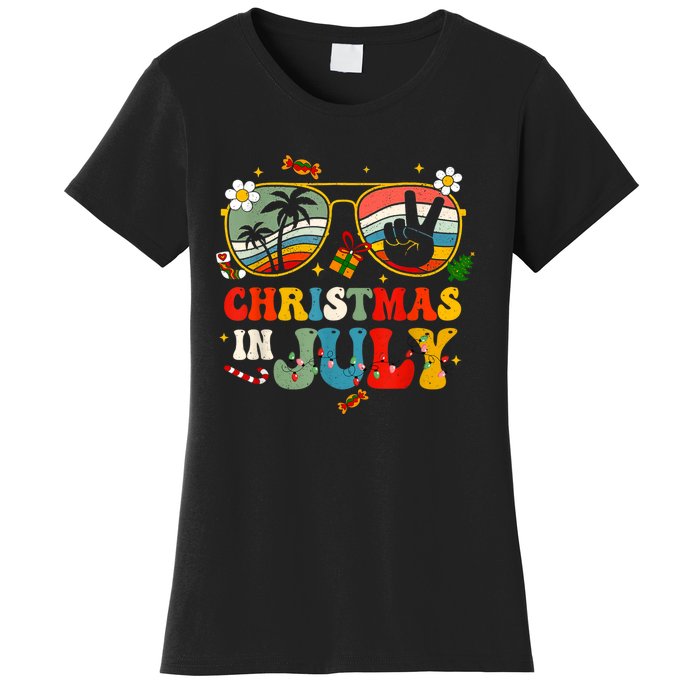 Christmas In July Sunglasses Xmas Tree Summer Women's T-Shirt