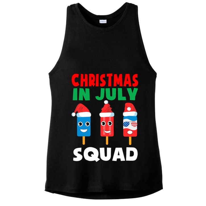 Christmas In July Squad Crew Cute Ice Pops In Santa Hat Ladies PosiCharge Tri-Blend Wicking Tank