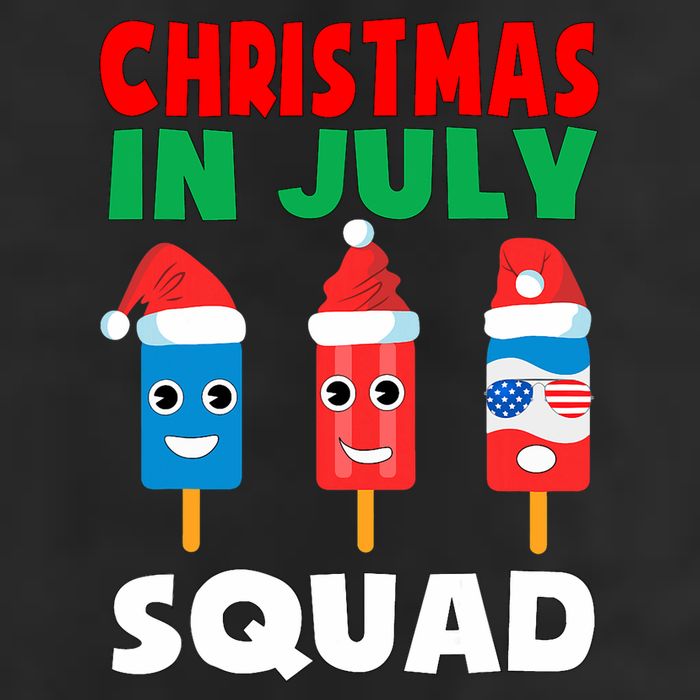 Christmas In July Squad Crew Cute Ice Pops In Santa Hat 7 Panel Mesh Trucker Snapback Hat