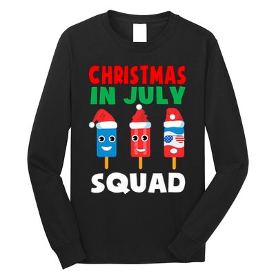 Christmas In July Squad Crew Cute Ice Pops In Santa Hat Long Sleeve Shirt