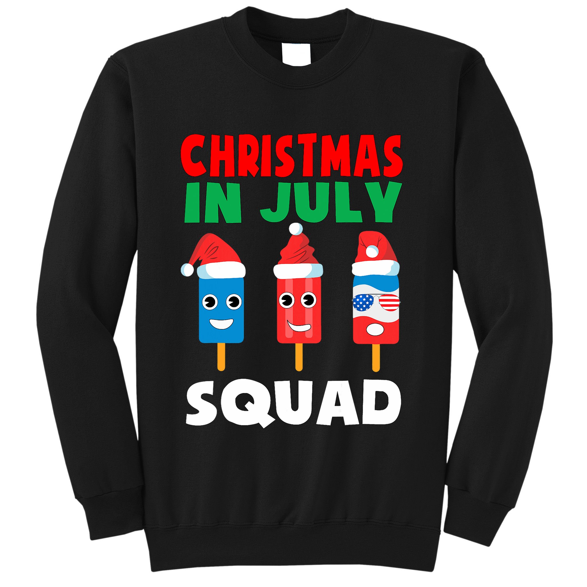 Christmas In July Squad Crew Cute Ice Pops In Santa Hat Sweatshirt