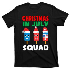 Christmas In July Squad Crew Cute Ice Pops In Santa Hat T-Shirt