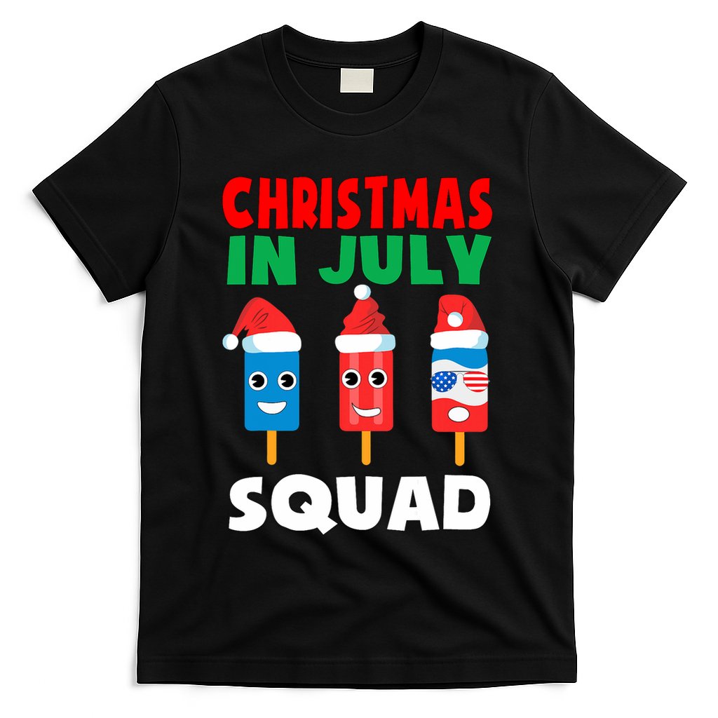Christmas In July Squad Crew Cute Ice Pops In Santa Hat T-Shirt