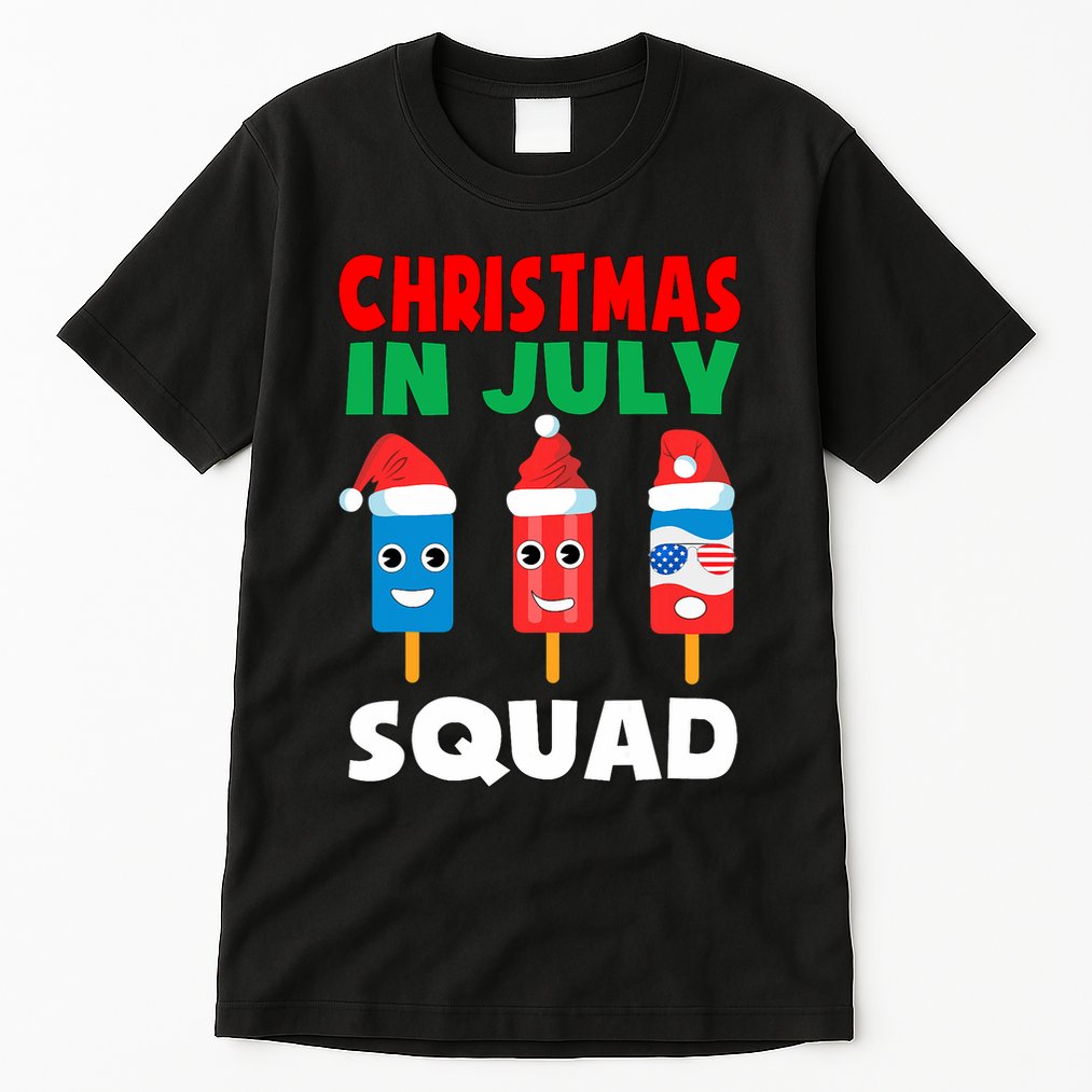 Christmas In July Squad Crew Cute Ice Pops In Santa Hat Tall T-Shirt