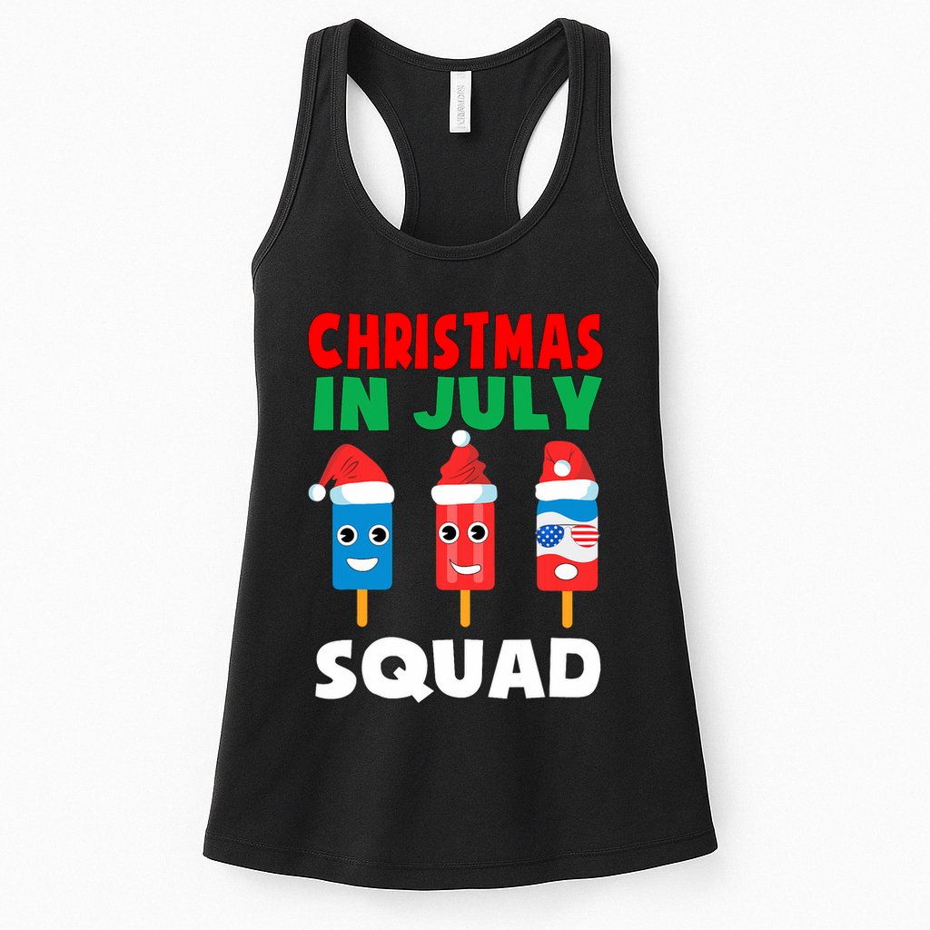 Christmas In July Squad Crew Cute Ice Pops In Santa Hat Womens Tank Top