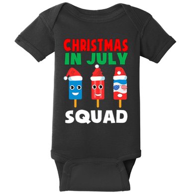 Christmas In July Squad Crew Cute Ice Pops In Santa Hat Baby Bodysuit