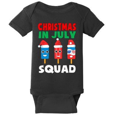 Christmas In July Squad Crew Cute Ice Pops In Santa Hat Baby Bodysuit