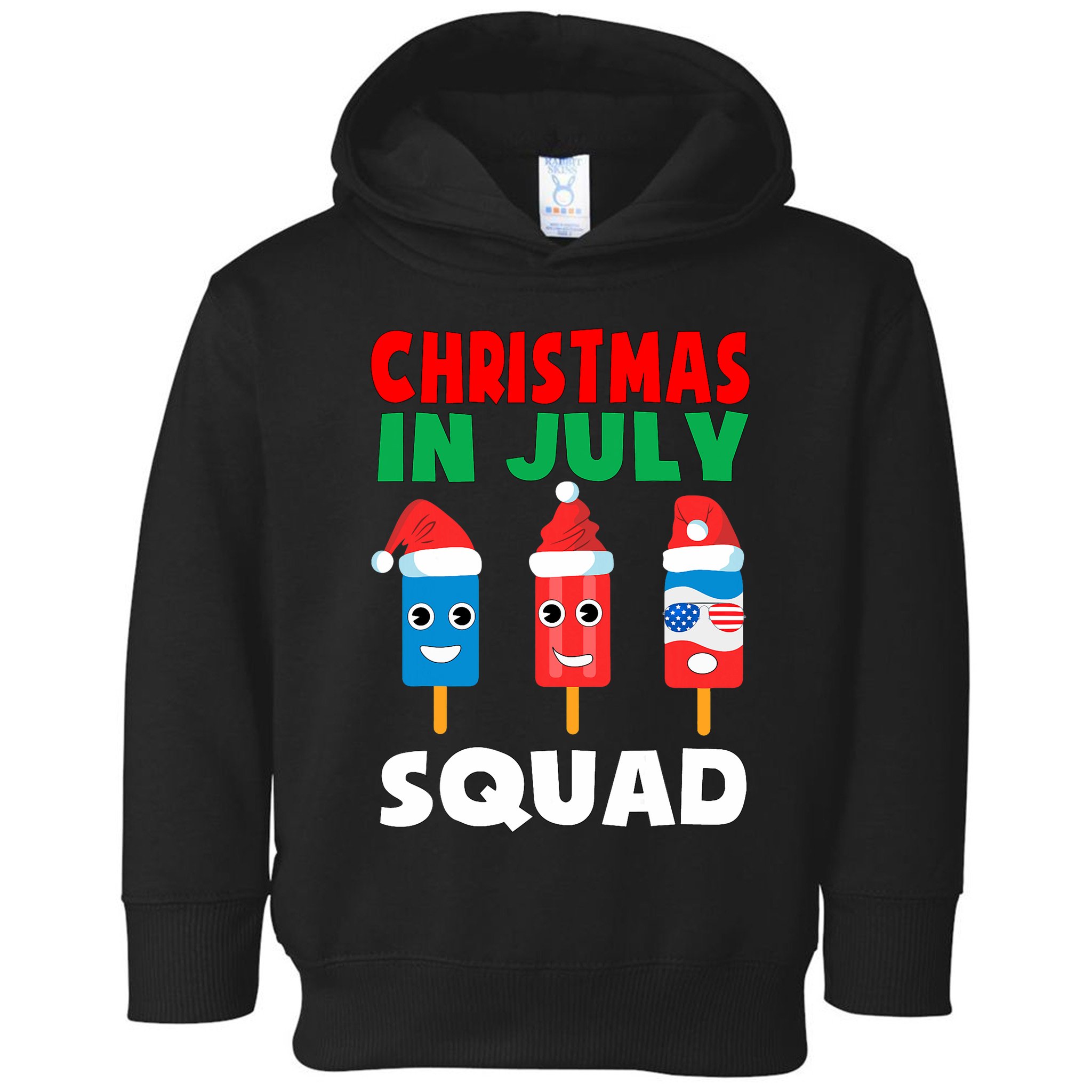 Christmas In July Squad Crew Cute Ice Pops In Santa Hat Toddler Hoodie