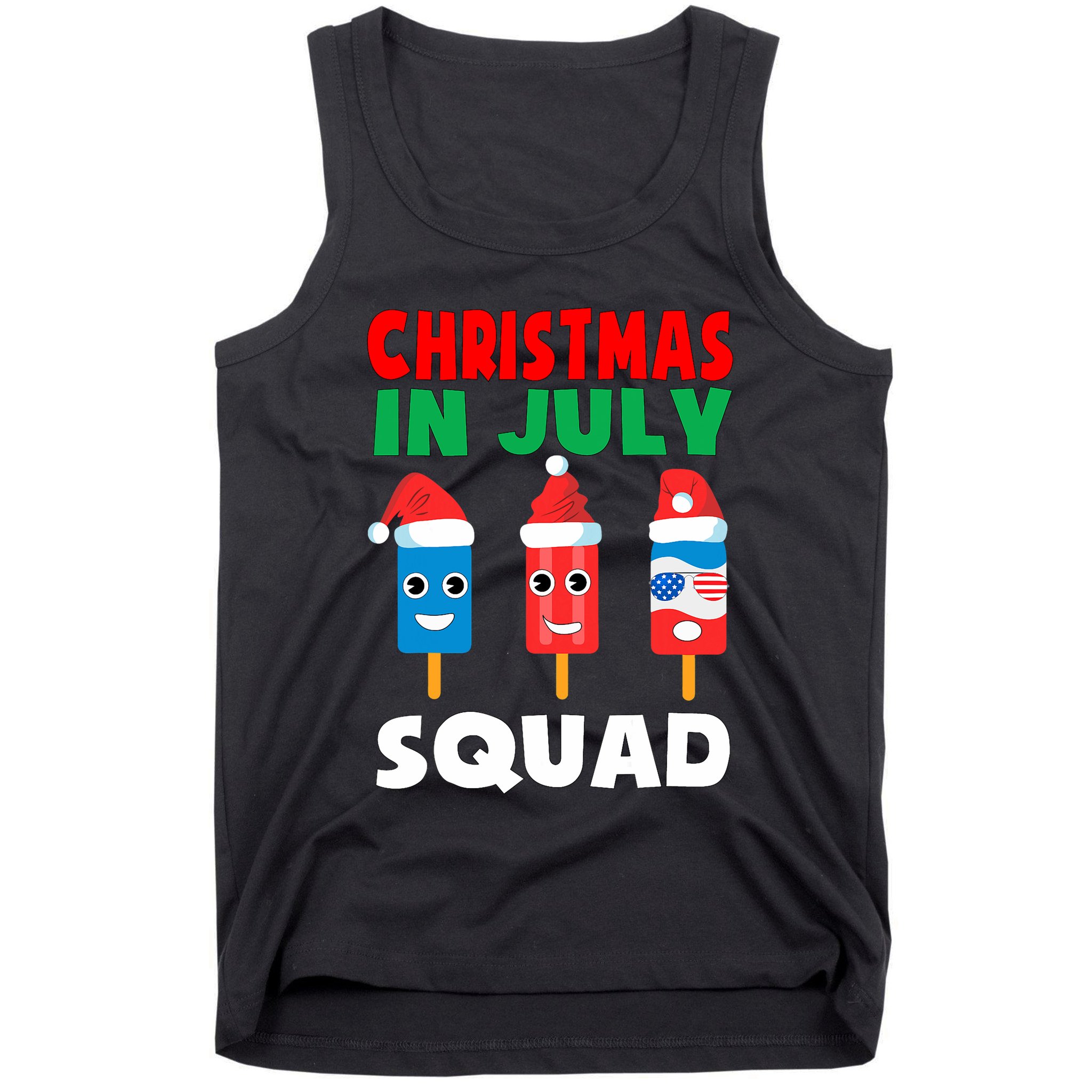 Christmas In July Squad Crew Cute Ice Pops In Santa Hat Tank Top