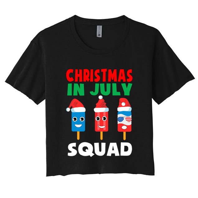 Christmas In July Squad Crew Cute Ice Pops In Santa Hat Crop Top