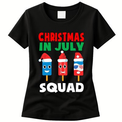 Christmas In July Squad Crew Cute Ice Pops In Santa Hat Womens T-Shirt