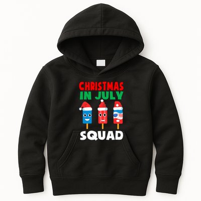 Christmas In July Squad Crew Cute Ice Pops In Santa Hat Kids Hoodie