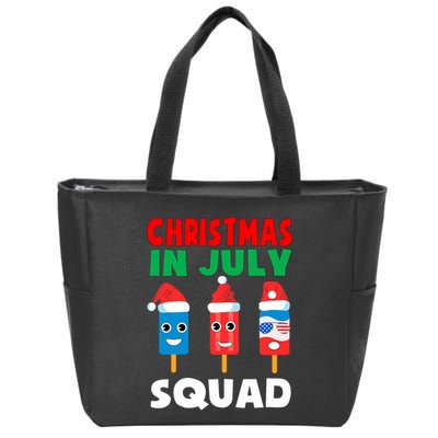 Christmas In July Squad Crew Cute Ice Pops In Santa Hat Zip Tote Bag