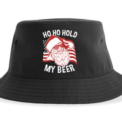 Christmas In July Funny | Santa Ho Ho Hold My Beer Sustainable Bucket Hat