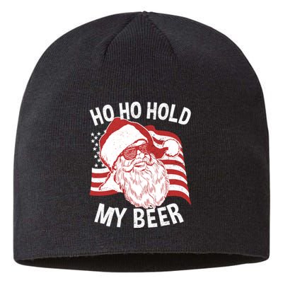 Christmas In July Funny | Santa Ho Ho Hold My Beer Sustainable Beanie