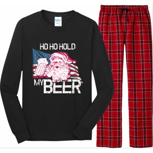 Christmas In July Santa Ho Ho Hold My Beer Funny Gift Long Sleeve Pajama Set