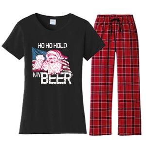 Christmas In July Santa Ho Ho Hold My Beer Funny Gift Women's Flannel Pajama Set