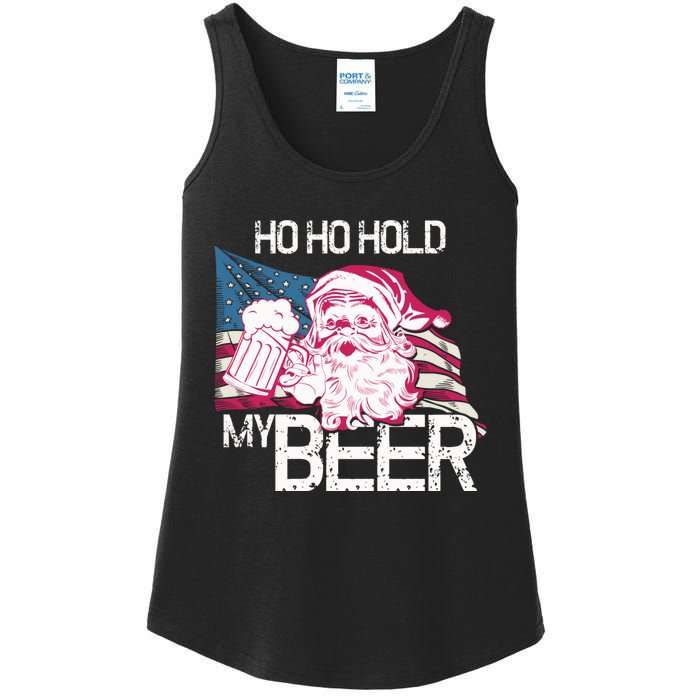 Christmas In July Santa Ho Ho Hold My Beer Funny Gift Ladies Essential Tank